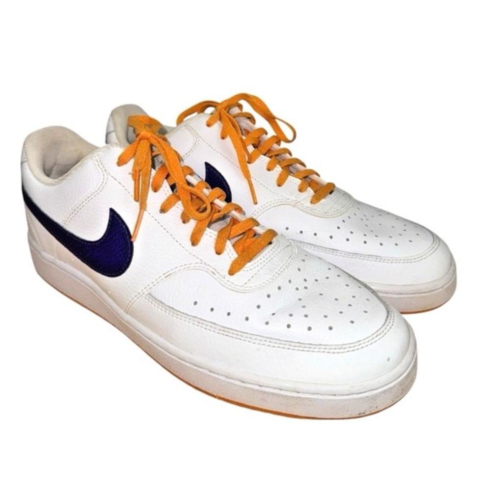 Nike Court Vision Low Mens 12 Pre-Owned Sneakers White Purple Orange DM1187-103